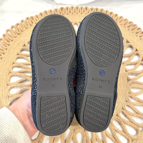 Rothy's Metallic Lattice Stitch Blue Green Loafers Kids 11 - Picture 5 of 9